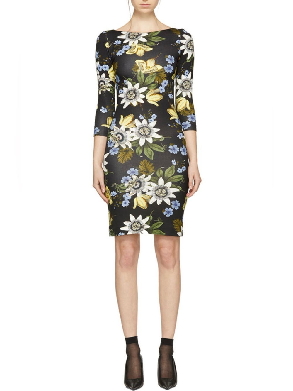 ERDEM Black Reese Dress black floral Sz 8 mini whimsigoth garden party cocktail